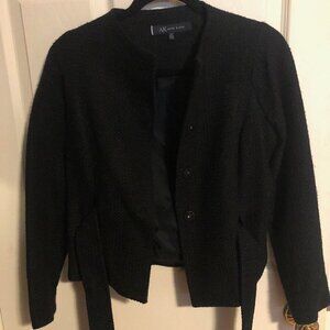 Ann Klein Black Tweed Tie Suit Jacket Size 2P